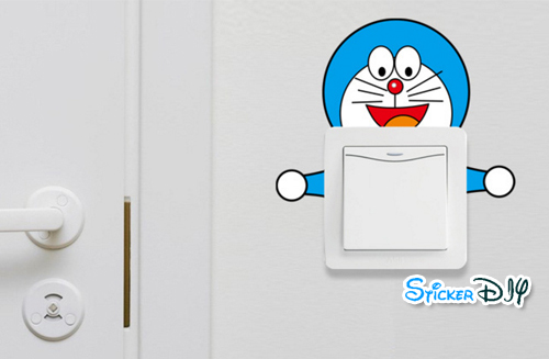 Wall sticker สติ๊กเกอร์ติดสวิตช์ไฟ Doraemon typeK (กว้าง20cmxสูง8cm.)