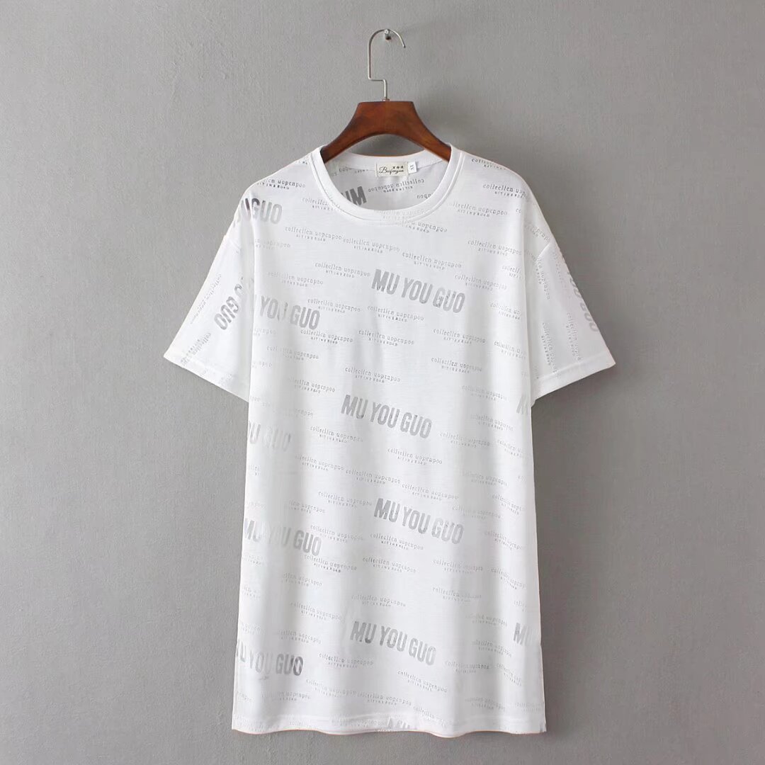 P11711 เสื้อยืดตัวยาว ผ้ายืดเนื้อนิ่มพริ้ว 2 สี ขาว น้ำเงิน