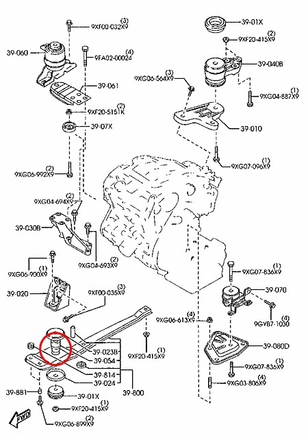ยางแท่นเครื่อง ตัวหน้า ESCAPE 3.0 (รูปจริง)