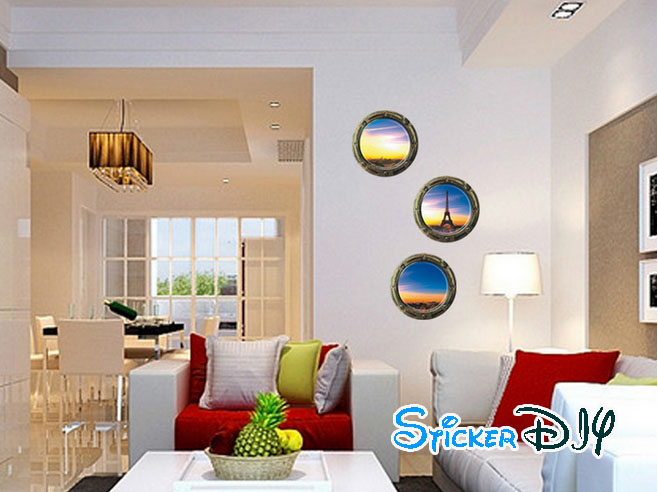 Wall sticker สติ๊กเกอร์ติดผนัง 3D Eiffel Tower สไตล์ A (Freesize)