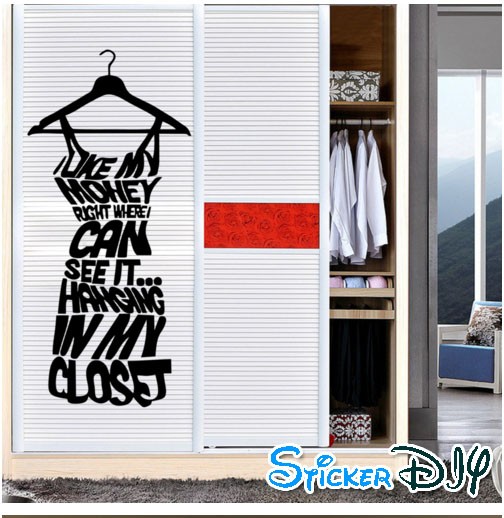 Vinyl wall sticker สติ๊กเกอร์ติดผนัง I LIKE MY MONEY (กว้าง26cm.xสูง57m.)