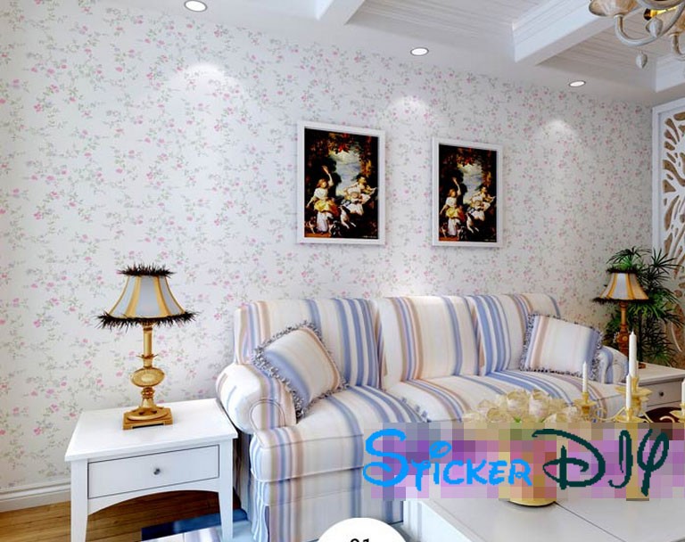 (กว้าง122cm.xยาว5m.) Wallpaper sticker วอลเปเปอร์แบบกาวในตัว ลายดอกช่อเล็ก สีชมพู