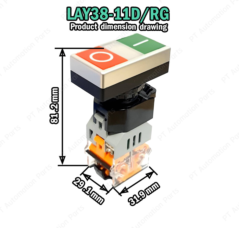 Double Push Button Switch LA38-11D/RG Self Reset Green/Red Start Stop ø22mm 10A 440V 1NO/1NC สวิตช์ปุ่มกด กดติดปล่อยดับ 2ปุ่มในตัวเดียว สีเขียว สีแดง มีไฟแสดงสถานะ LED