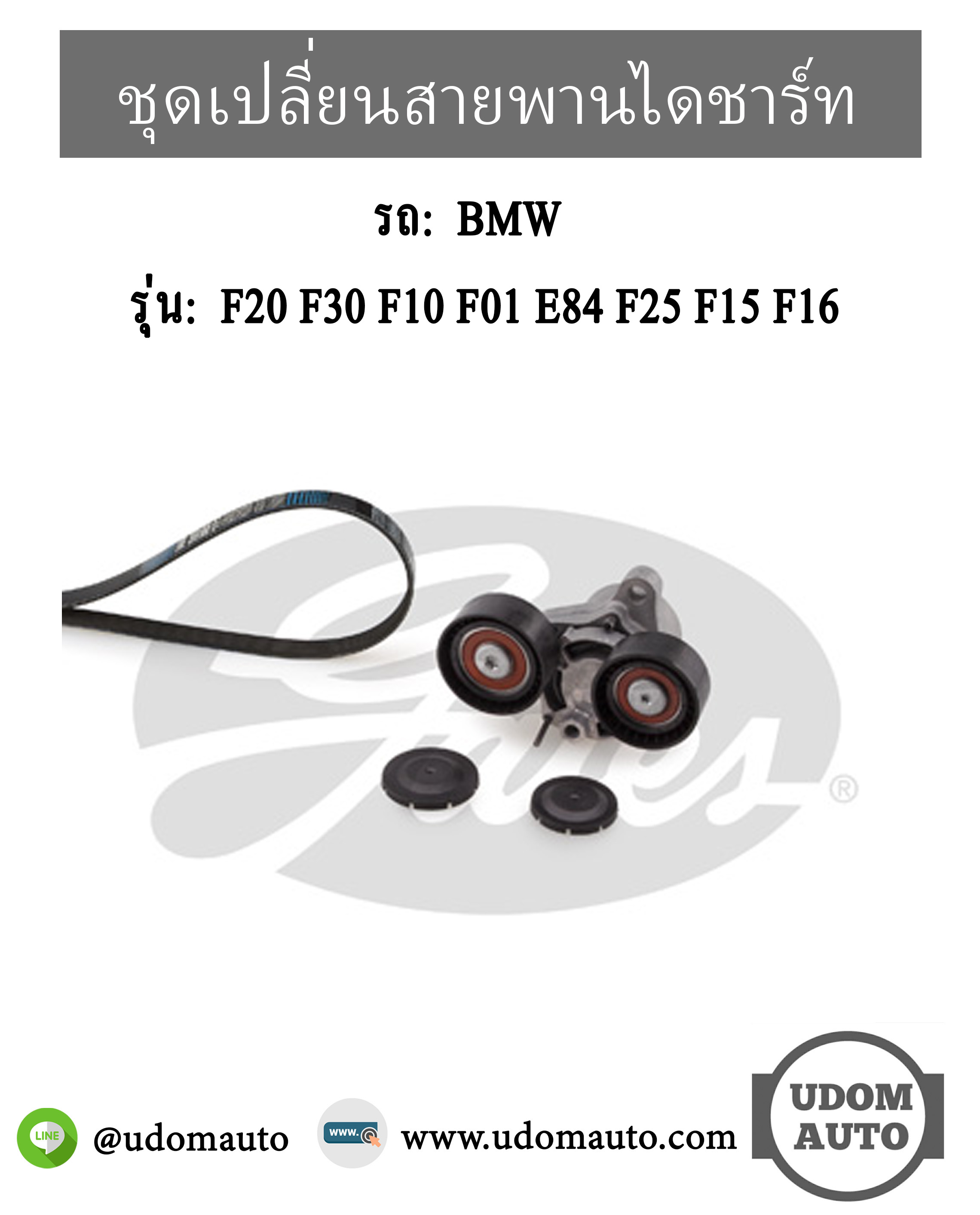 ชุดเปลี่ยนสายพานไดชาร์ทชุด BMW F20 , F30 , F15 , F01 , E84 , F25 , F15 , F16 เครื่อง N47 N57 / 11287810807, 6PK1700