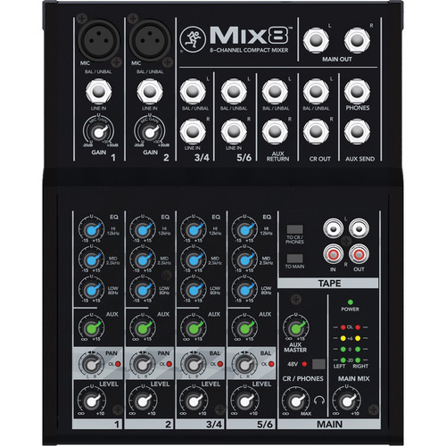 Mackie Mix8 *ของแท้รับประกัน1ปี* มิกเซอร์ 8 Ch., 2 ปรีไมค์, 2 Stereo 1/4" ไลน์อิน, 3-Band EQ