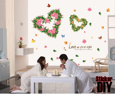 Transparent wall sticker สติ๊กเกอร์ติดผนัง Love at first sight (กว้าง100cm.xสูง65cm.)