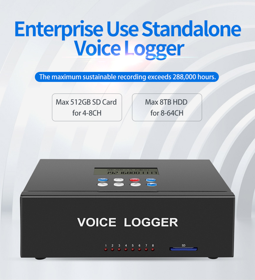 เครื่องบันทึกเสียงโทรศัพท์สำนักงาน Voice Logger แบบ Standalone
