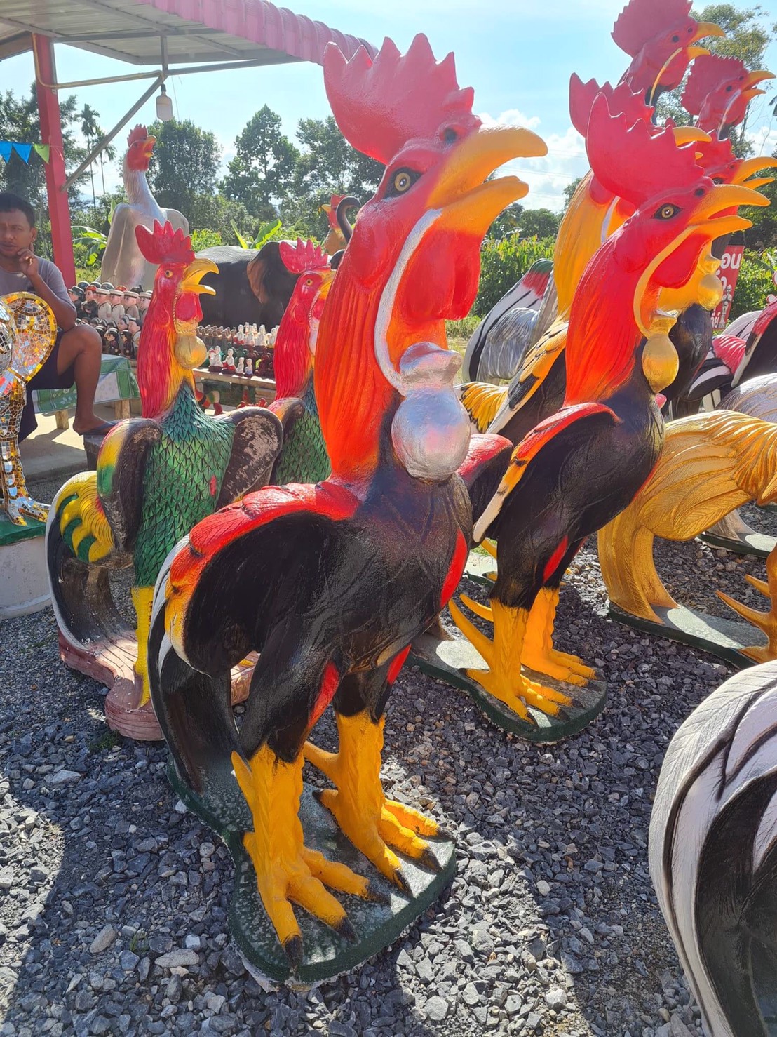 ไก่ปูนปั้นแก้บน-ถวายขอพรตาไข่วัดเจดีย์ ขนาด2 เมตร