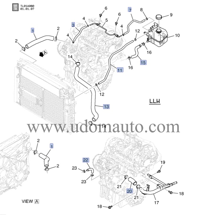 ชุดเปลี่ยนท่อน้ำทั้งระบบ CAPTIVA 2.0L (1ชุด=8ท่อน)