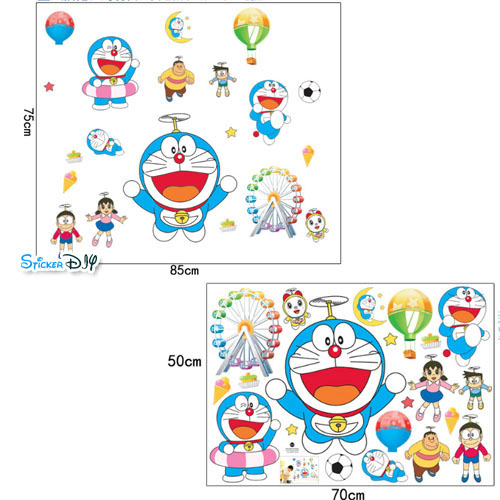 Transparent Wall Sticker สติ๊กเกอร์ติดผนัง Doraemon ท่องแดนมหัศจรรย์ (กว้าง85cm.xสูง75cm.)