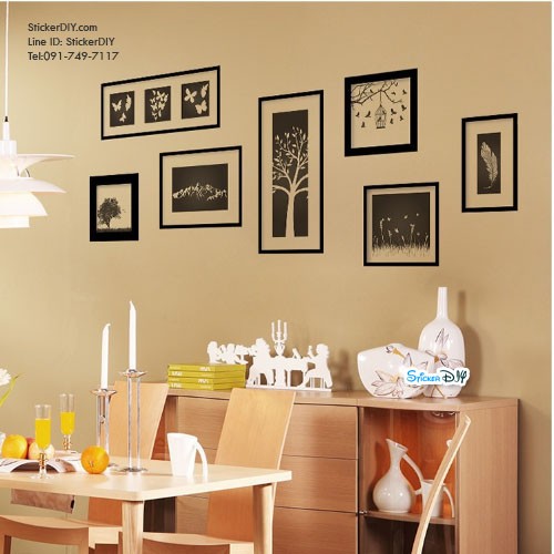 Transparent wall sticker สติ๊กเกอร์ติดผนังกรอบรูป แนวศิลปะ สีดำ (กว้าง150m.xสูง65cm.)