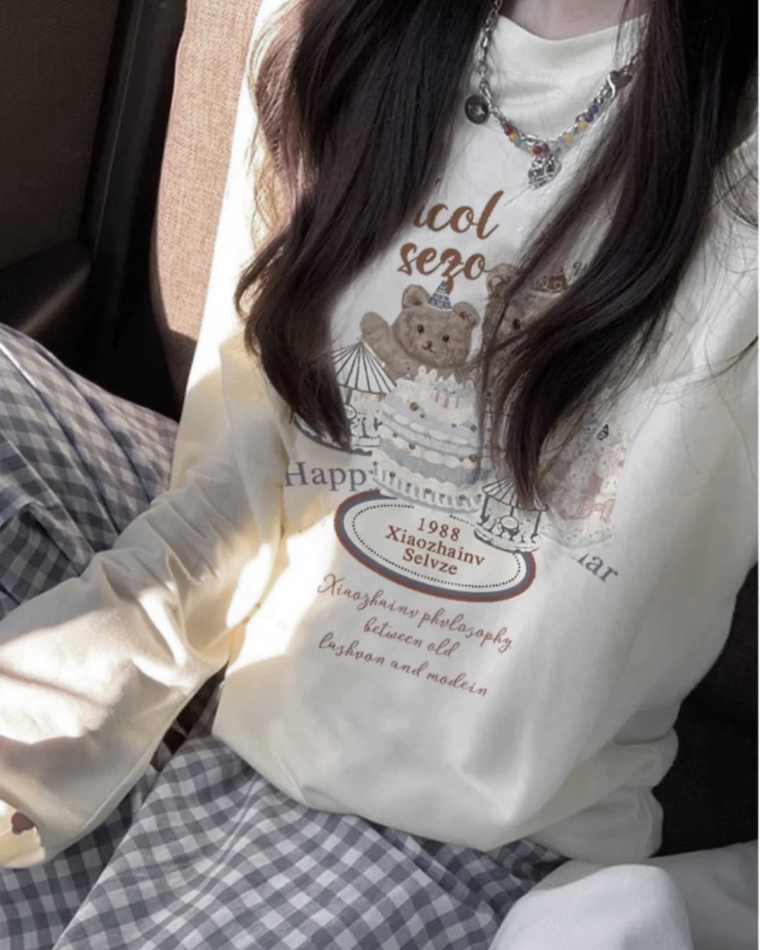 P24401 เสื้อยืดแขนยาว ผ้ายืดเนื้อดีพิมพ์ลาย