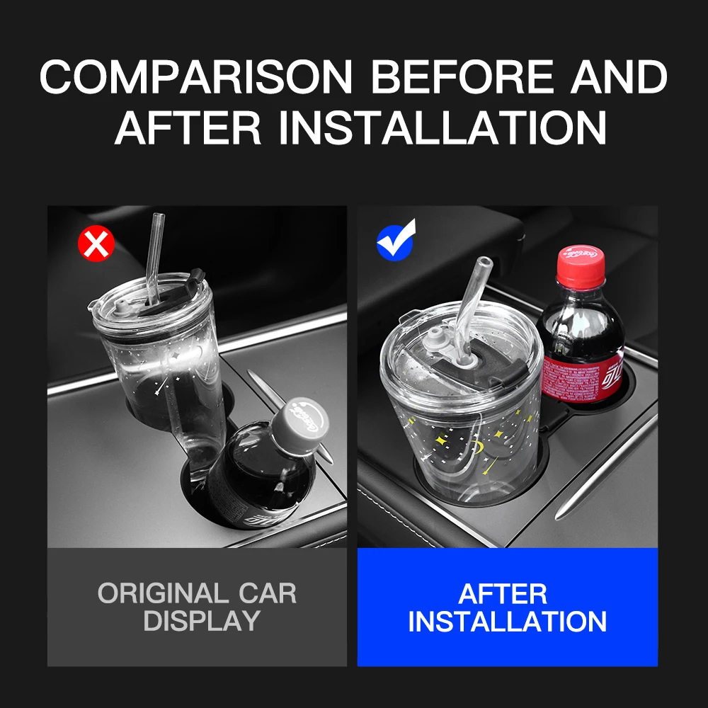 ซิลิโคนรองที่วางแก้วน้ำ มีข่องเก็บของตรงกลาง Tesla Model Y Juniper / Model 3 Highland