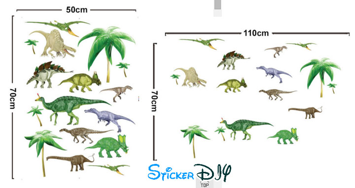 Transparent wall sticker สติ๊กเกอร์ติดผนัง Dinosaur island (กว้าง110cm.xสูง70cm.)