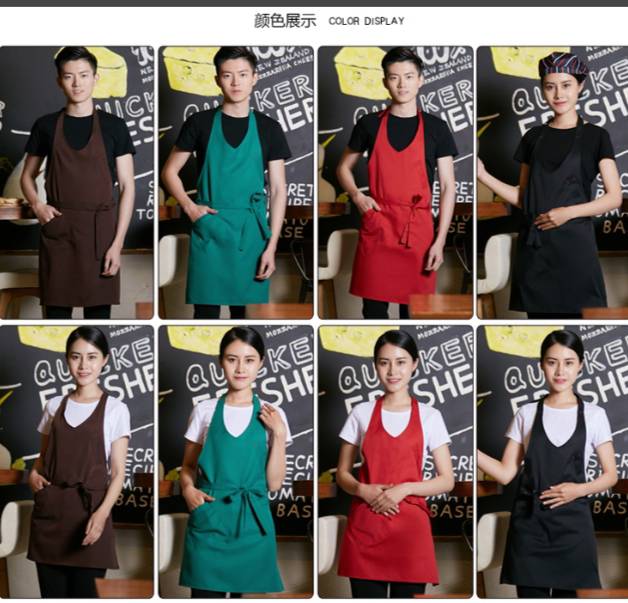 ผ้ากันเปื้อนพนักงานร้านกาแฟ ร้านอาหาร ซุปเบอร์มาร์เก็ต