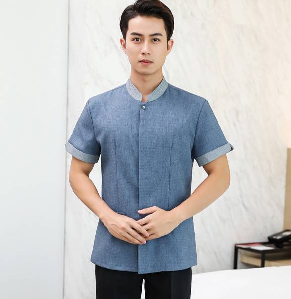 ชุดแม่บ้าน ชุดพนักงานทำความสะอาด ชุดแม่บ้านโรงแรม ชุดแม่บ้านโรงพยาบาล สีครีม สีเทา สีฟ้า