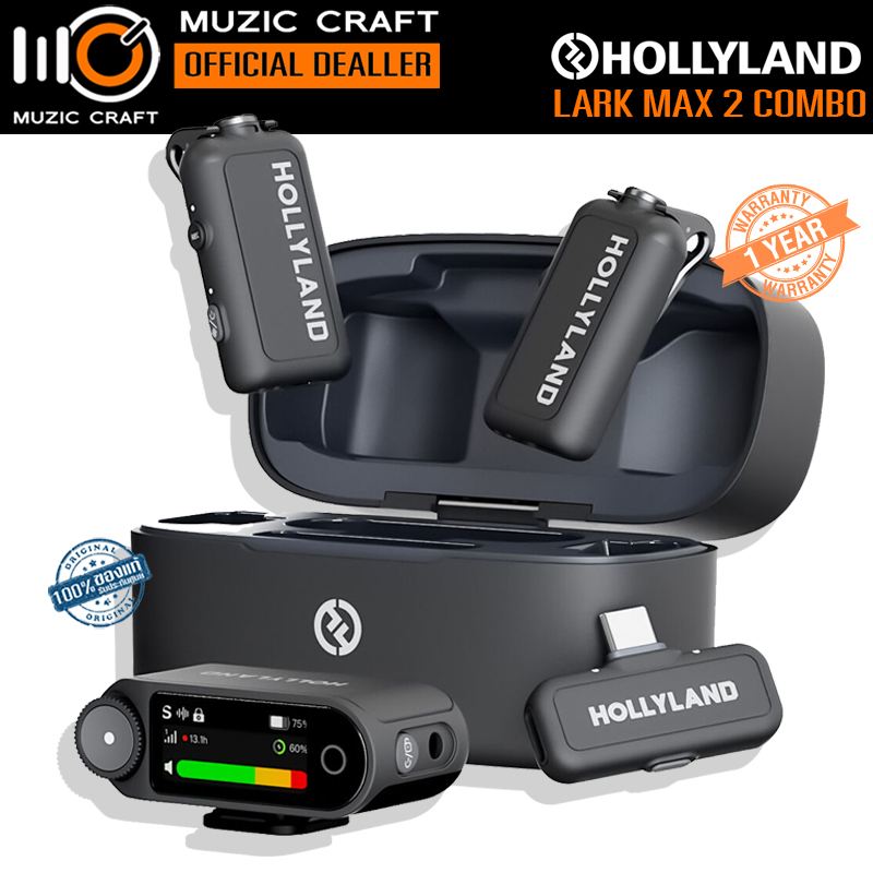 Hollyland LARK MAX 2 Combo *ของแท้รับประกัน 1ปี* USB-C 2-Person 2.4 GHz Wireless Microphone System, ไมค์ไร้สาย