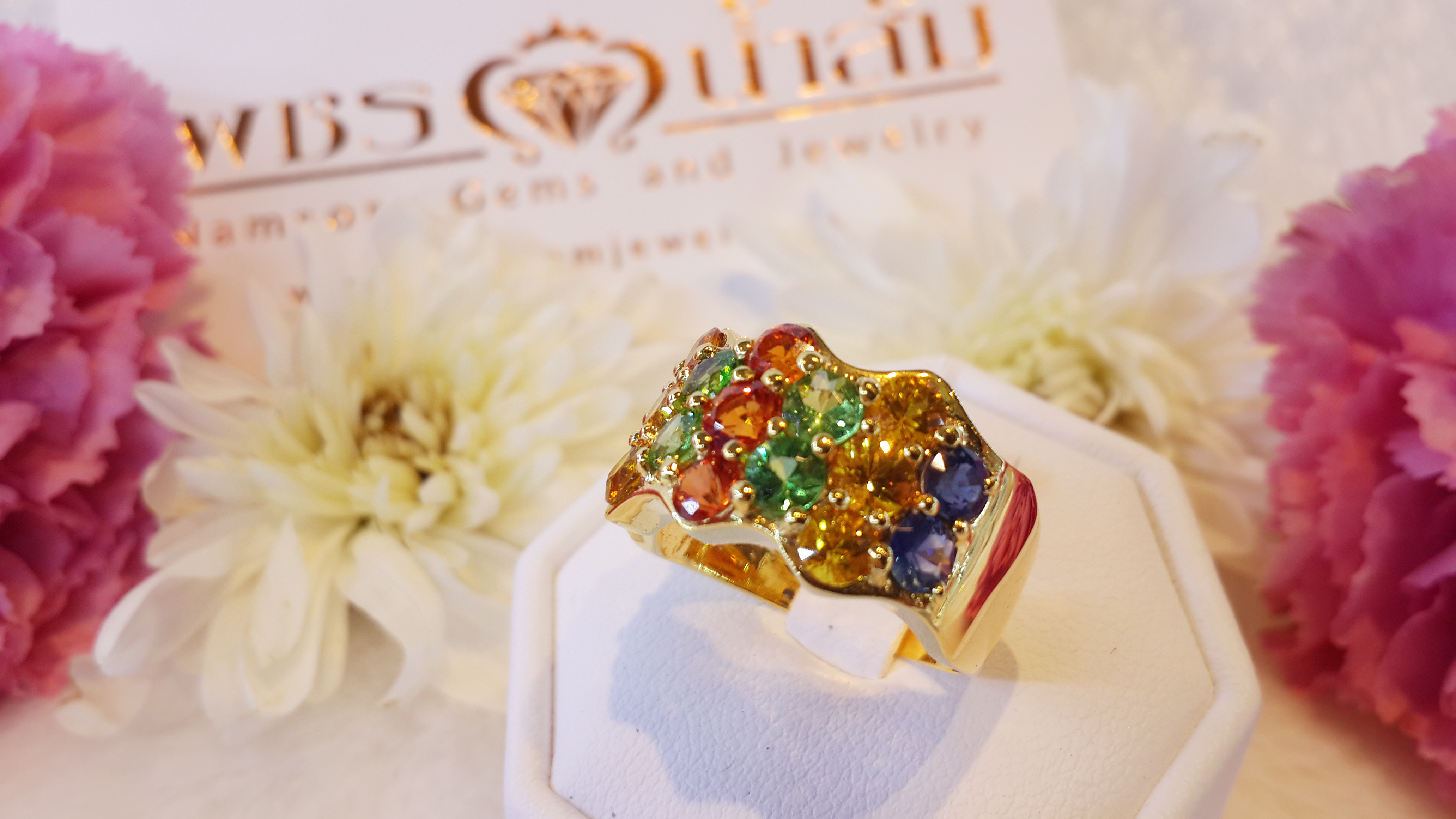 แหวน Fancy Sapphire สลับสี วงใหญ่