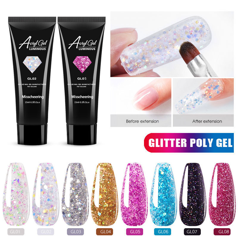 เจล กลิตเตอร์ต่อเล็บ โพลีเจล Glitter Acrylgel 15m