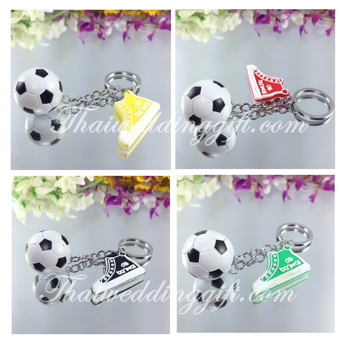 พวงกุญแจ ฟุตบอล แพ็คถุงแก้วติดโบว์ พร้อมป้ายชื่อ