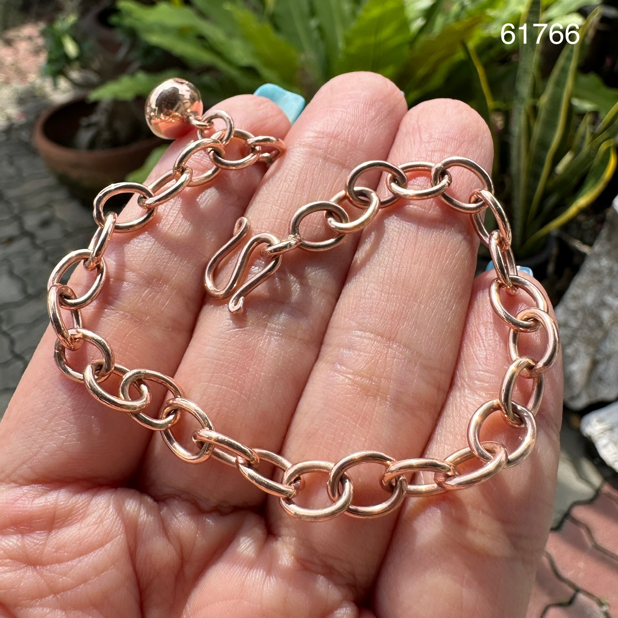 รหัส 61766 สร้อยข้อมือ นาก40 ลายโซ่เรือ กระดิ่ง ตุ้งติ้ง น่าสะสม นน. 11.52 g