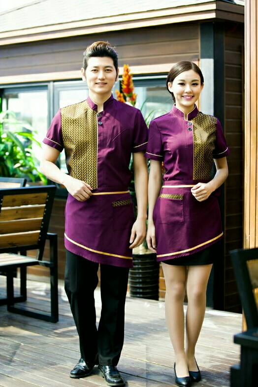 ชุดพนักงานเสริฟ ชุดพนักงานร้านอาหารไทย ชุดพนักงานต้อนรับ