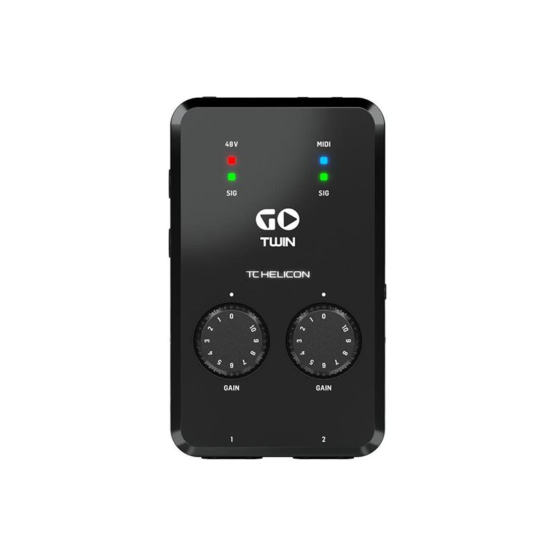 Tc Helicon Go Twin - ออดิโอ อินเตอร์เฟส, 24-Bit/48 kHz, ปรีไมค์ Midas preamp, บันทึกเสียง, ไลฟ์สด, รองรับ iOS , Android , Mac และ PC รับประกัน 1 ปี