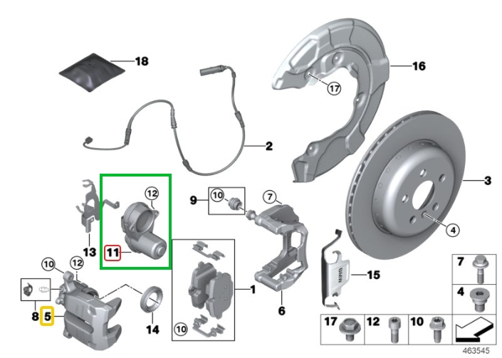 BMW มอเตอร์เบรกมือไฟฟ้า (G30, F90) , (G31) / TRW 34216870567 34216870576 34216870575 34216881295