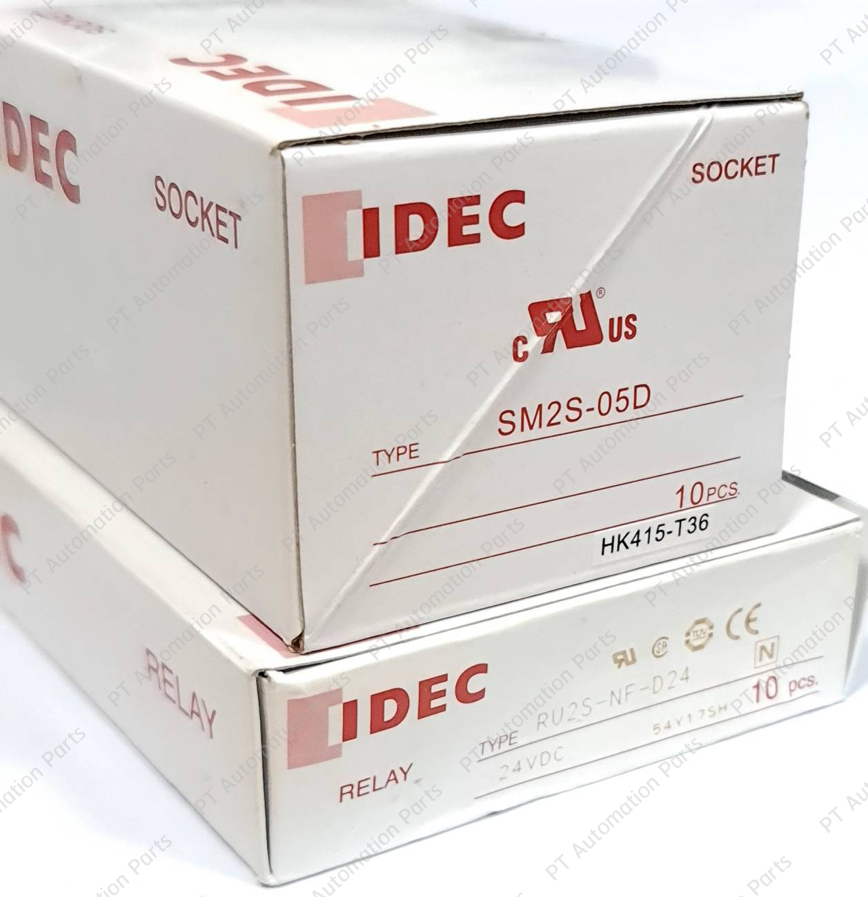 (แพ็ค/10ชุด) รีเลย์พร้อมซ็อกเก็ต IDEC RU2S-NF-D24 SM2S-05D 24VDC 10A 2คอนแทค 8ขา Relay with Socket 8-pins ติดตั้งแบบยึดรางปีกนก