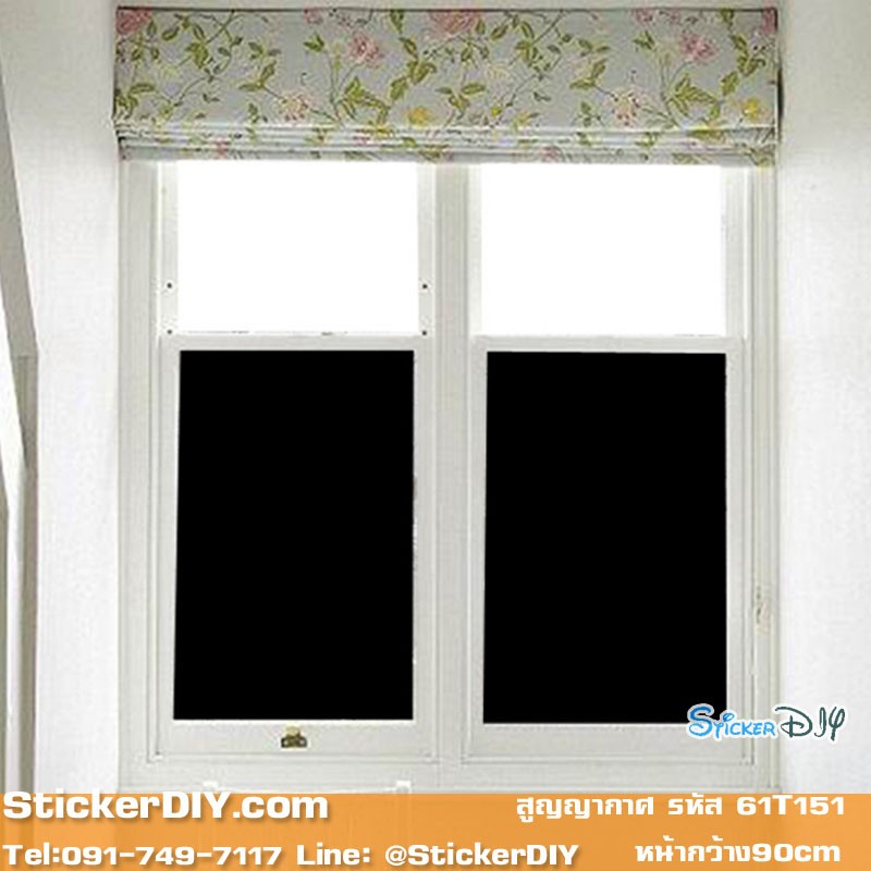 (กว้าง80cm.xยาว100cm.)ฟิล์ม PVC สูญญากาศติดกระจก "Black" T151