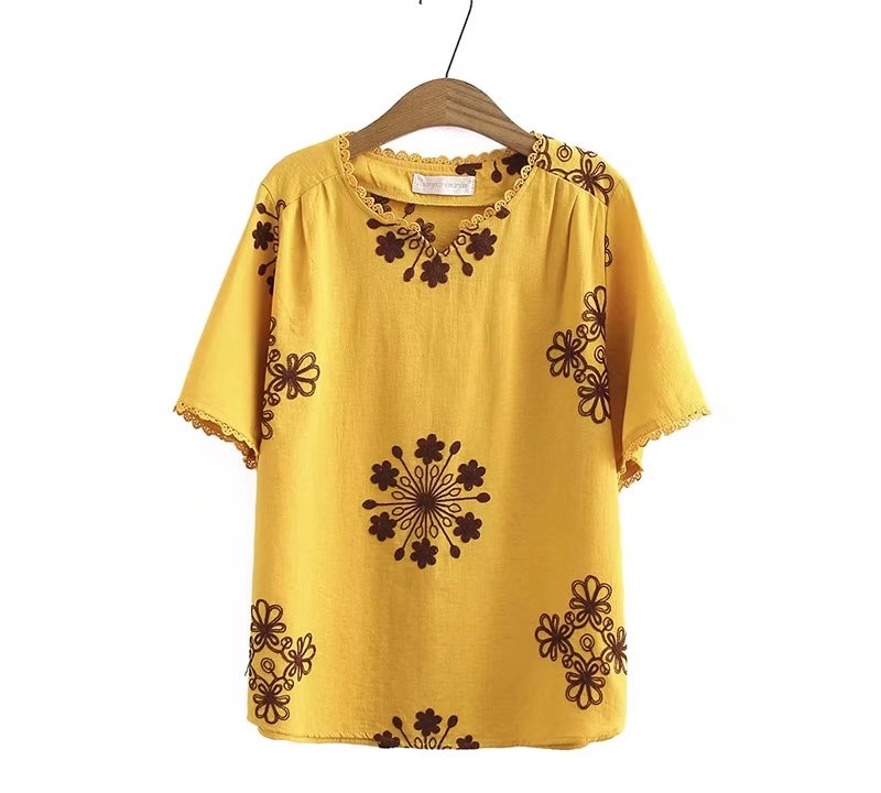P2579 เสื้อแฟชั่น ผ้าฝ้ายเนื้อดี แต่งงานปักทั้งตัว