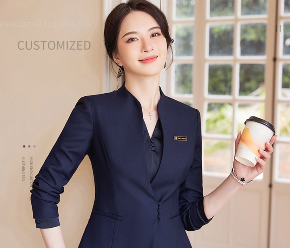 ชุดสูทผู้หญิง ชุดพนักงานร้านขายเครื่องประดับ ชุดพนักงานบริการลูกค้าด้านการขายอสังหาริมทรัพย์ ชุดพนักงานแผนกต้อนรับโรงแรม สีเขียวเข้ม