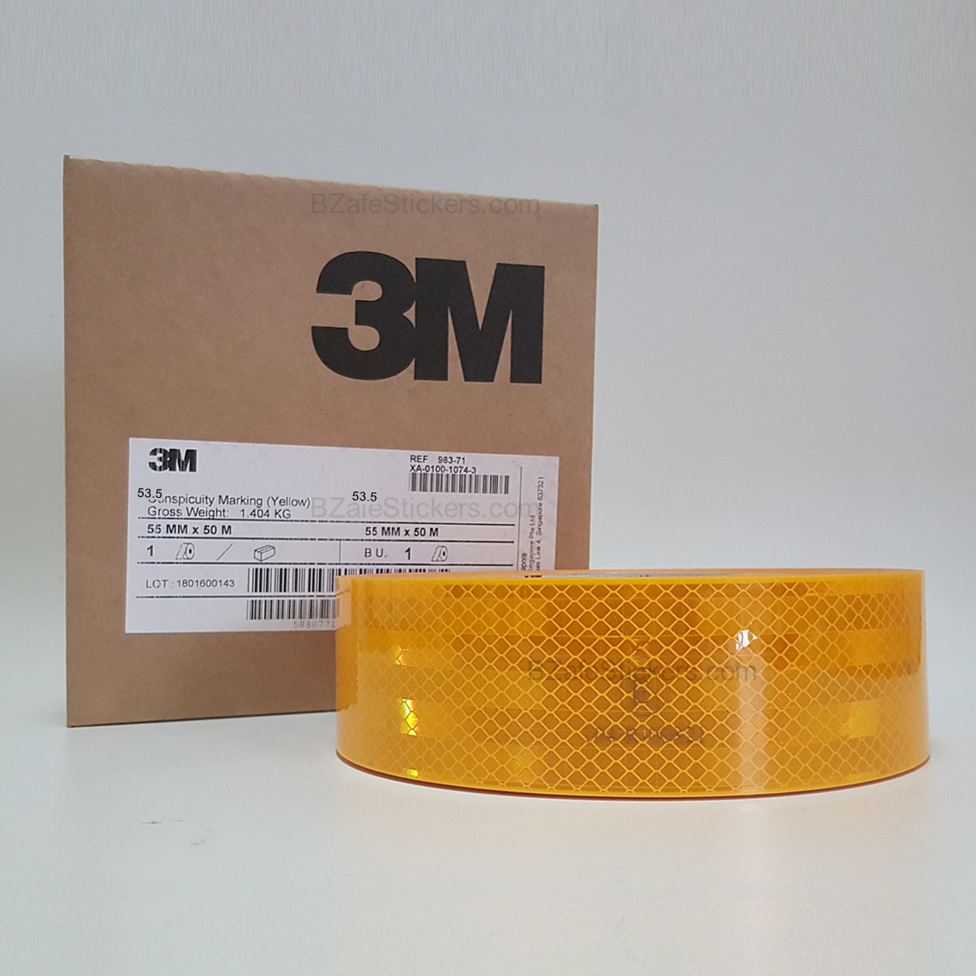 แถบสติ๊กเกอร์สะท้อนแสงสีเหลือง 3m (Diamond Grade) UNECE R104.00 กว้าง 53.5 มม. x ยาว 50 ม.