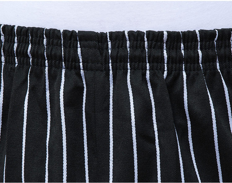 กางเกงทำงานผู้ชาย กางเกงขายาวทรงตรง กางเกงทำงานพนักงานเสิร์ฟในครัว กางเกงขายาวลายทางขาวดำ