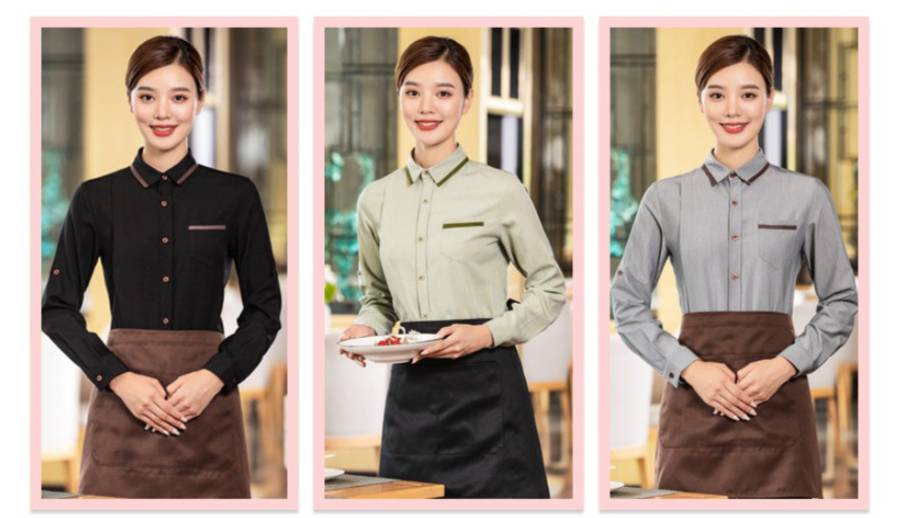ชุดพนักงานเสริฟ ชุดพนักงานร้านอาหาร ร้านกาแฟ รีสอร์ท