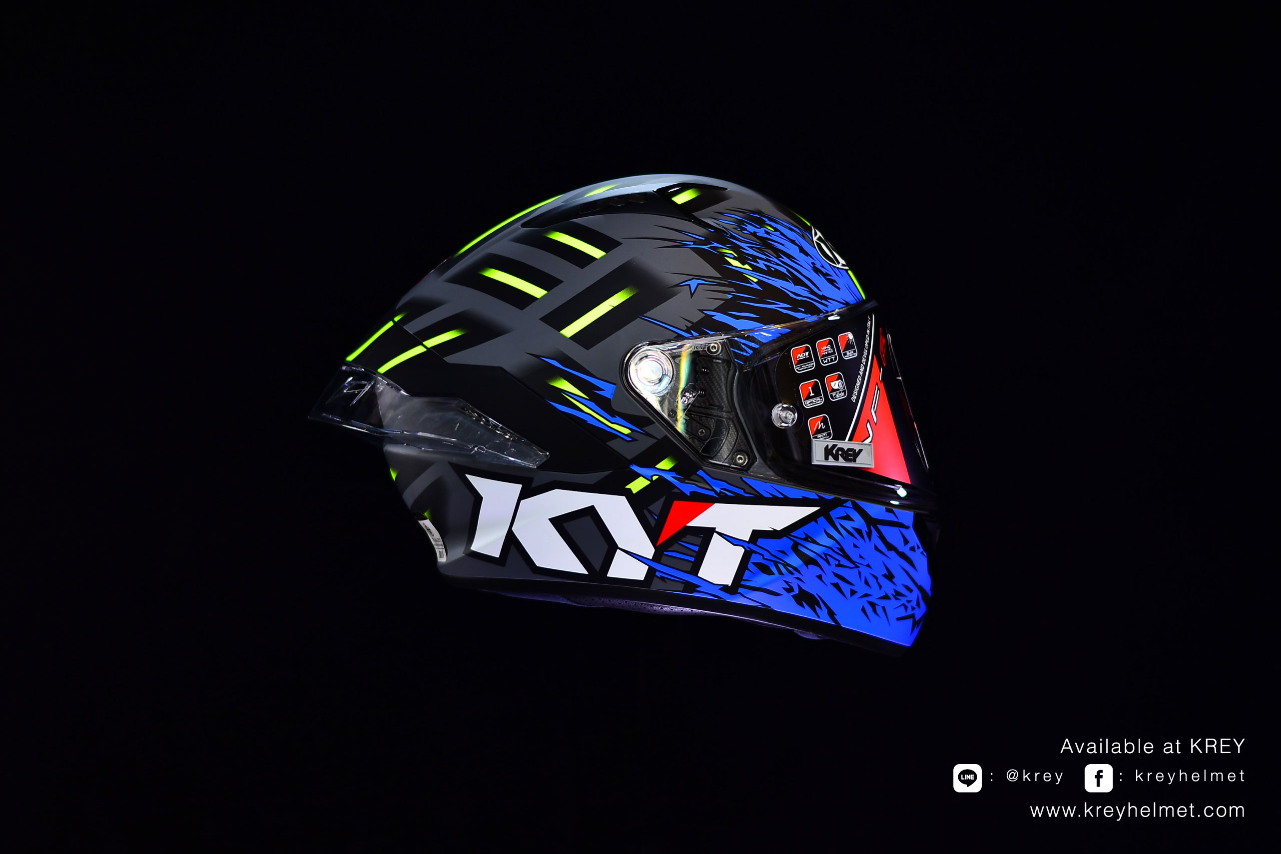 KYT model NFR Flaming Matt Grey/Blue