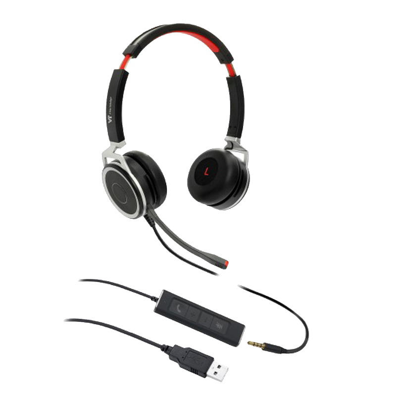 Premium Headset VT X208 DUO Jack 3.5 mm plus USB ชุดหูฟังมีไมค์แบบหูคู่ เชื่อมต่อได้ทั้ง USB และ Jack 3.5 mm