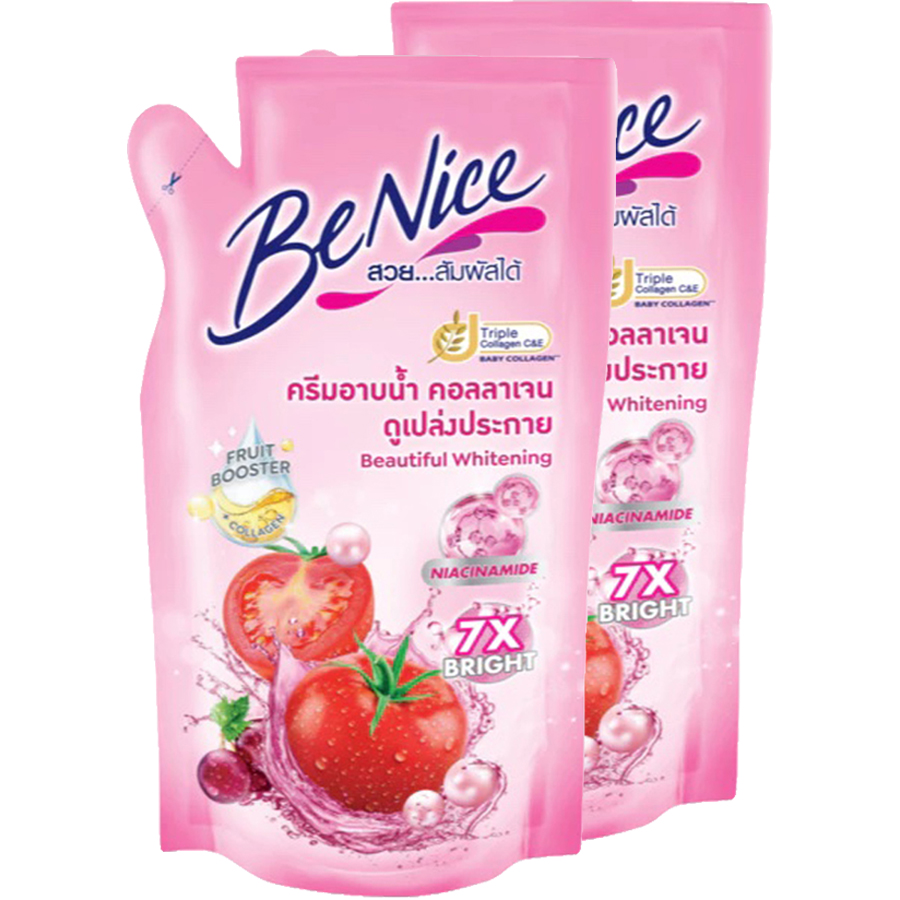 ครีมอาบน้ำ บีไนซ์ ถุง ชมพู 400 มล. จำนวน 2 ถุง