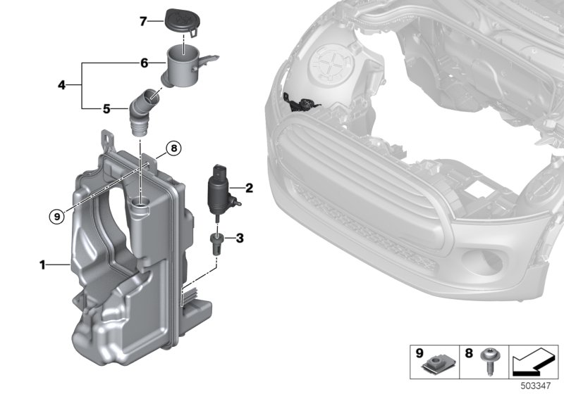 MINI มอเตอร์ฉีดน้ำฝน F56 , F55 , F54 , F60 / FEBI 61662751743 61667317395 67127340766 67127388349