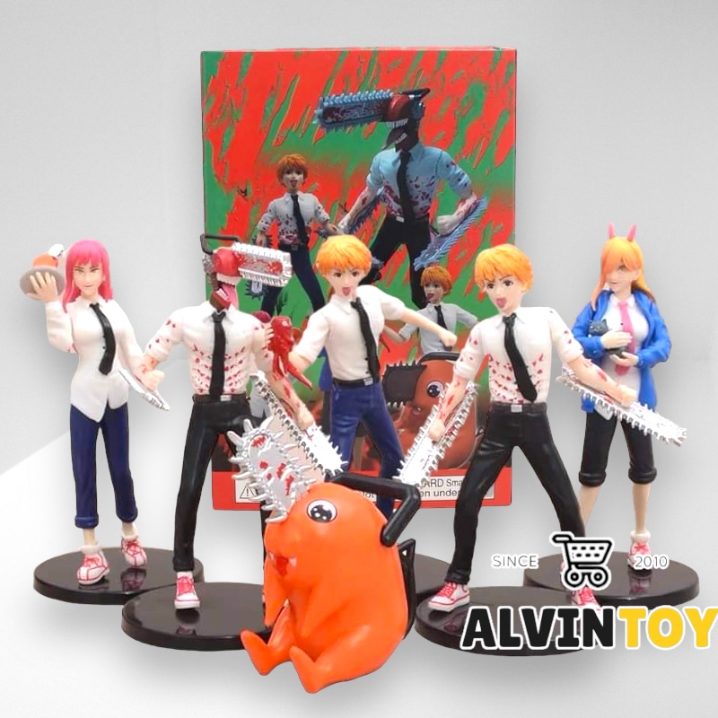 Action Figure โมเดล Chainsaw Man เชนซอว์แมน มนุษย์เลื่อยยนต์ เซ็ต 6 ตัว ขนาดความสูง 12 ซม. มีฐาน งานสวย