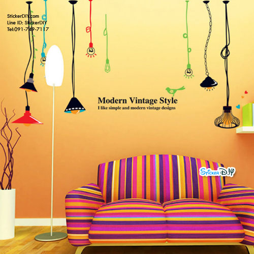 Transparent Wall sticker สติ๊กเกอร์ติดผนัง Modern Vintage Style (กว้าง167cm.xสูง97cm.)