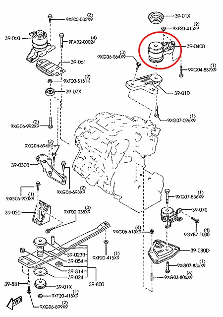ยางแท่นเครื่อง ตัวหลังESCAPE 3.0L (รูปจริง)
