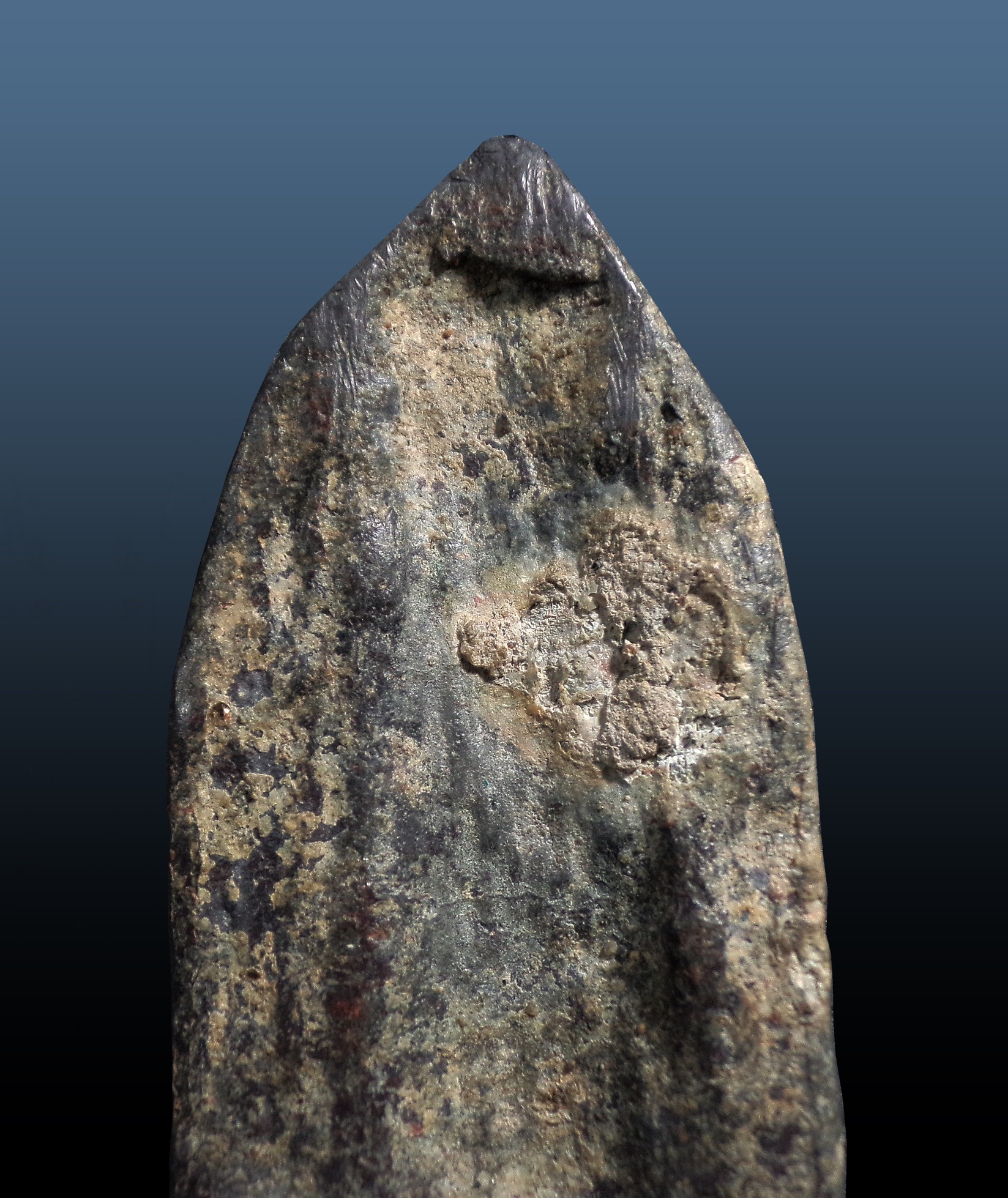 พระร่วงยืน หลังรางปืน สนิมแดง กรุสวรรคโลก สุโขทัย