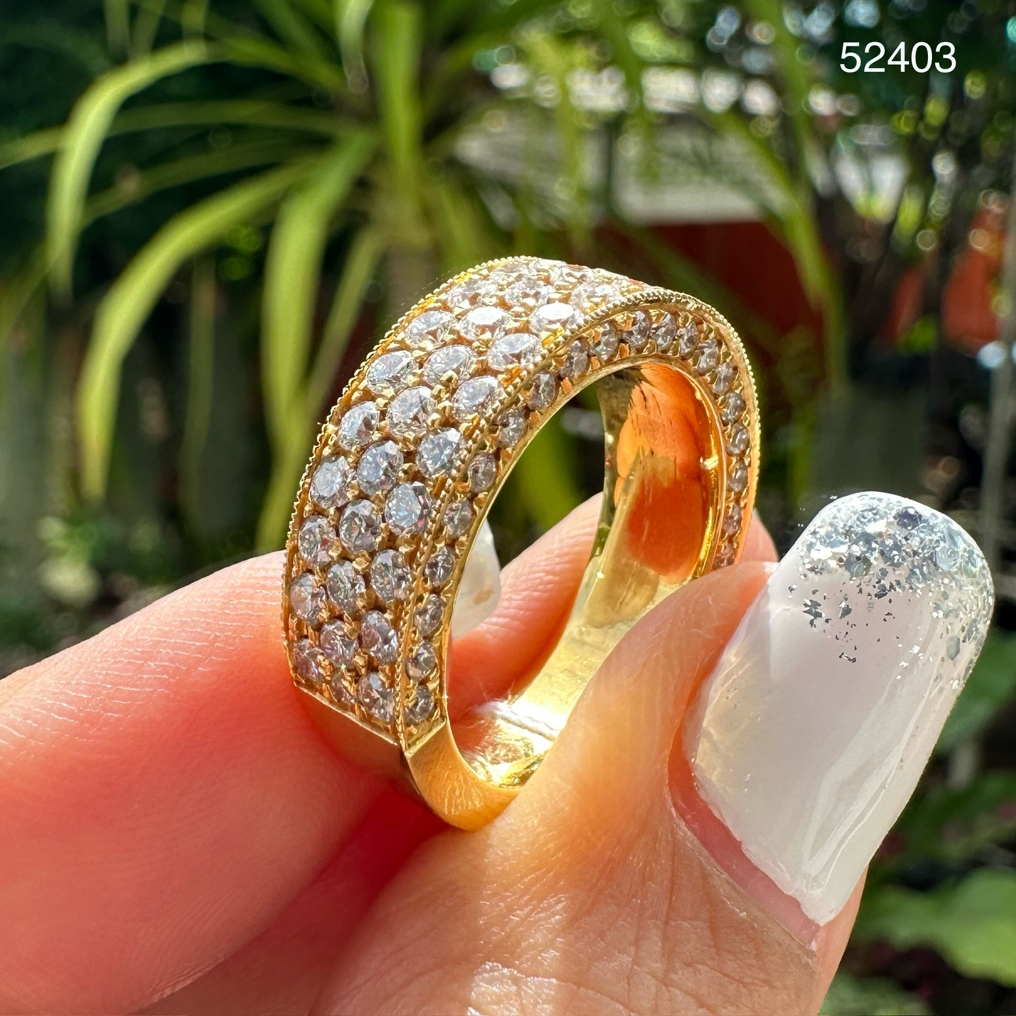 รหัส 52403 แหวน พลอยขาว 5 แถว ทอง18K งานสวยมาก นน. 14.40 g