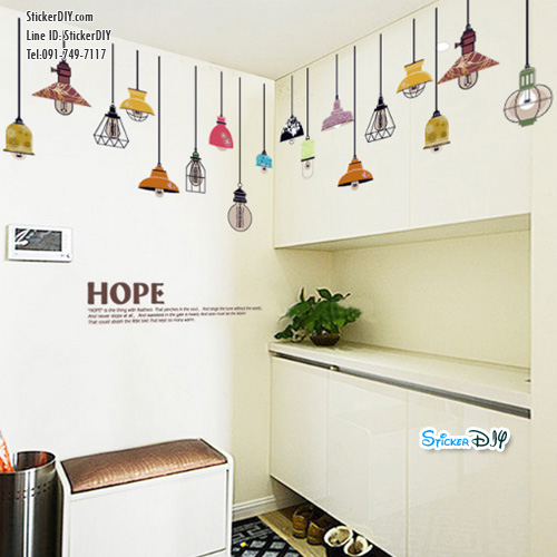 Transparent wall sticker สติ๊กเกอร์ติดผนัง โคมไฟ "HOPE" (กว้าง155cm.xสูง93cm.)