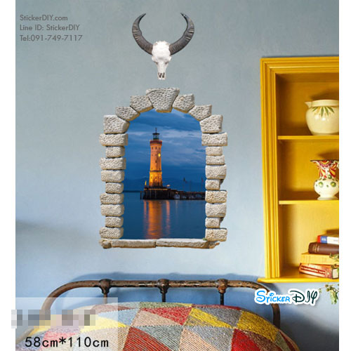 Wall Sticker สติ๊กเกอร์ติดผนัง 3D "Natural Window" A (กว้าง58cm.xสูง110cm)