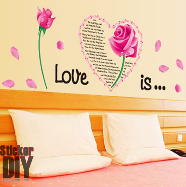 Transparent Wall sticker สติ๊กเกอร์ติดผนัง Love is.. (กว้าง150cm.xสูง55cm.)