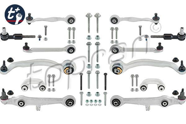 AUDI ชุดปีกนก A4, A6 (ชุด 12 ชิ้น) / 8D0 498 998, 8D0 498 KIT95 ยี่ห้อ TOPRAN Control Arm Set