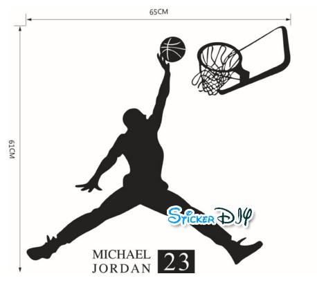 Vinyl wall sticker สติ๊กเกอร์ติดผนัง MICHAEL JORDAN 23 (กว้าง65cm.xสูง61cm.)