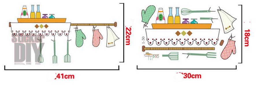 Transparent Wall Sticker สติ๊กเกอร์ติดผนัง Creative kitchen สไตล์A (กว้าง41cm.xสูง22cm.)